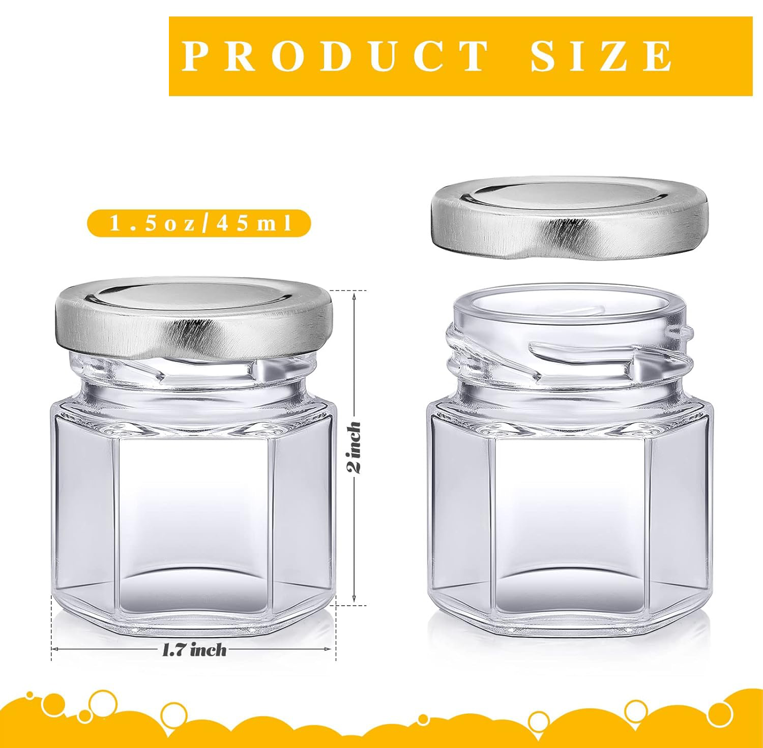 Mini pots en verre hexagonaux  - Baby Food Jars Glass avis et prix