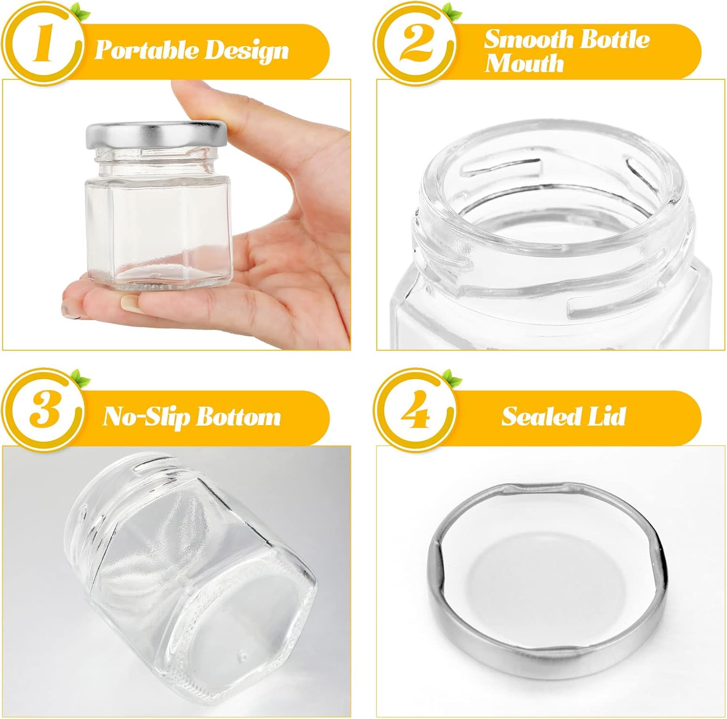 Mini pots en verre hexagonaux  - Baby Food Jars Glass avis et prix